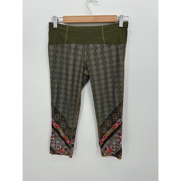 Prana Womens Green Capri Leggings Size S Workout Gym Training Low Rise - Picture 1 of 8